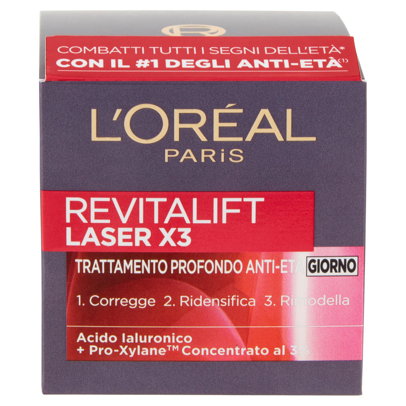 L'Oréal Paris Crema Viso Giorno Antietà Revitalift Laser X3, con Acido Ialuronico e ProXylane, 50 ml (25531771)