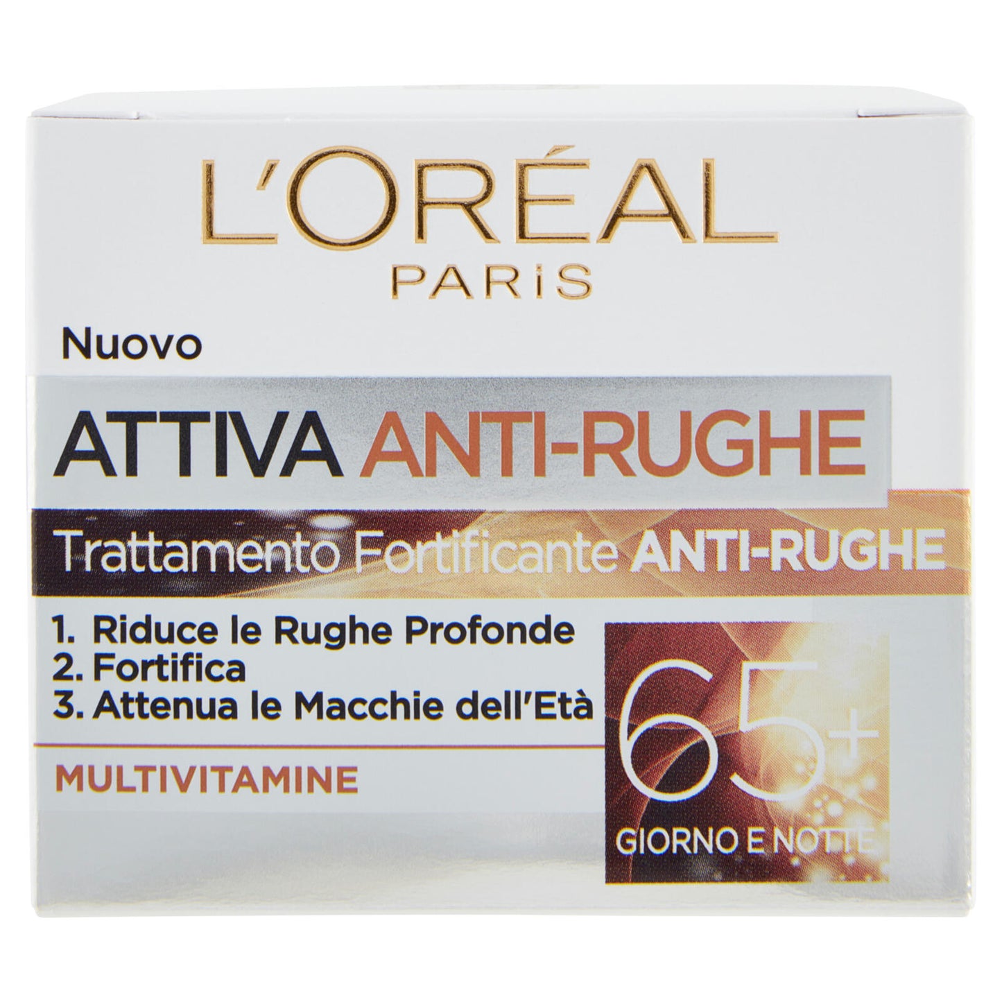 L'Oréal Paris Crema Viso Giorno e Notte Attiva Anti-Rughe, Trattamento Fortificante 65+