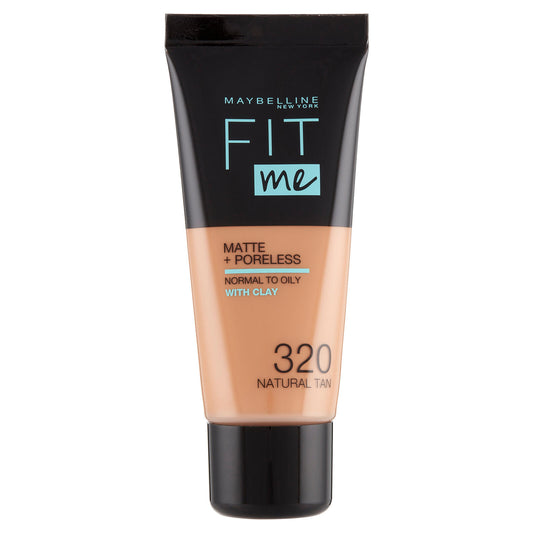 Maybelline New York Fondotinta Fit Me Matte&Poreless, Finish Opacizzante, 320 Natural Tan (25558917)