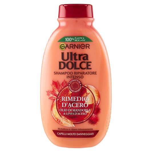 Garnier Ultra Dolce Shampoo Rimedio d'Acero per capelli danneggiati, senza parabeni, 250 ml