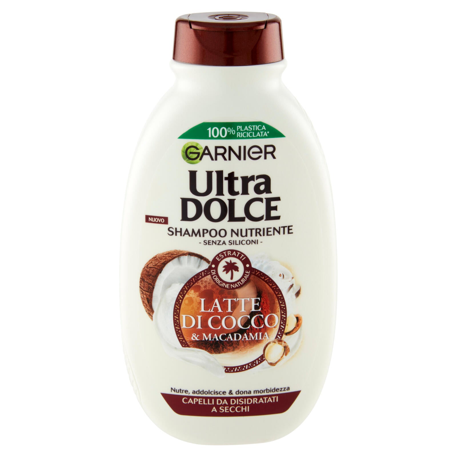 Garnier Shampoo Ultra Dolce Latte di Cocco e Macadamia, Capelli Morbidi e Setosi, 250 ml