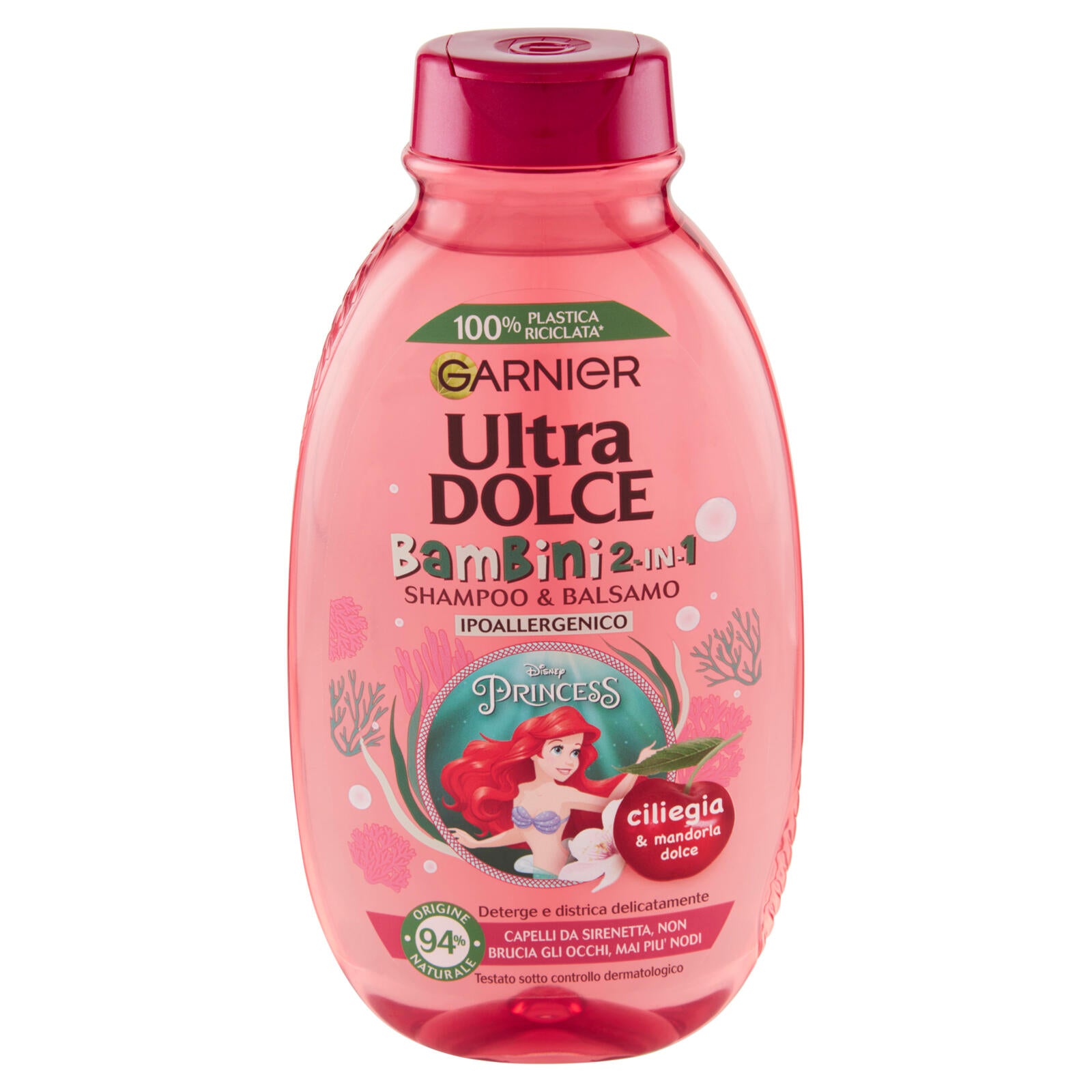 Garnier Ultra Dolce Shampoo 2in1 per Bambine alla Ciliegia e Mandorla Dolce, senza parabeni, 250 ml