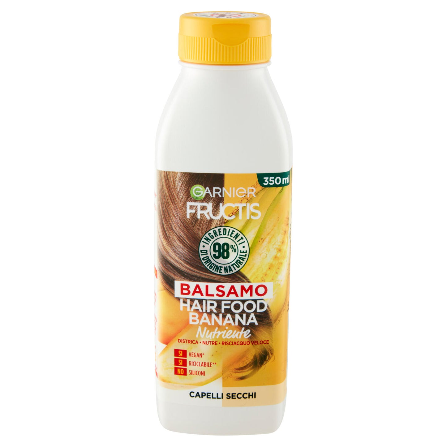 Garnier Balsamo Nutriente Fructis Hair Food, Balsamo alla banana per capelli secchi, 350 ml