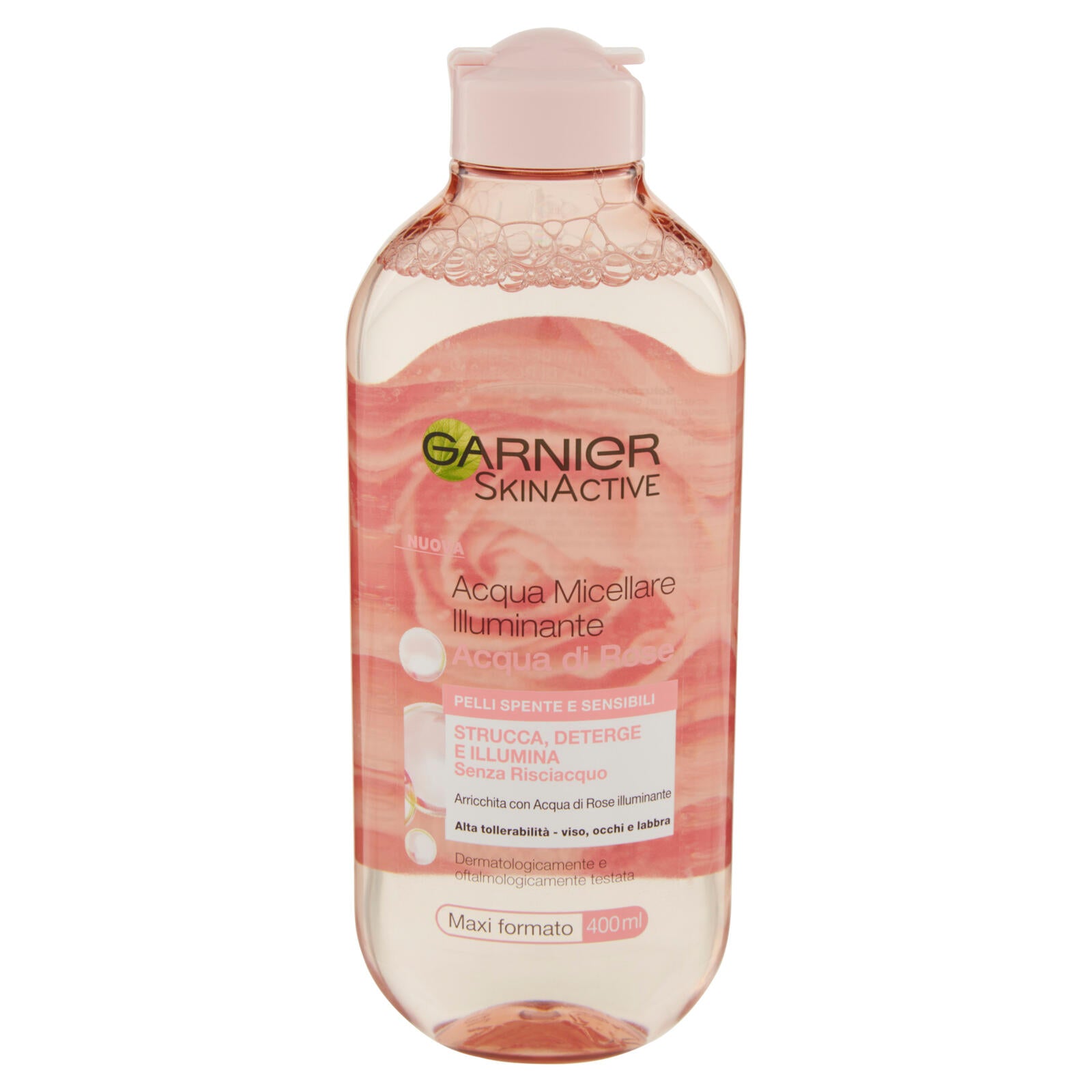 Garnier Acqua Micellare illuminante Acqua di Rose Micellare, per pelli spente e sensibili, 400 ml