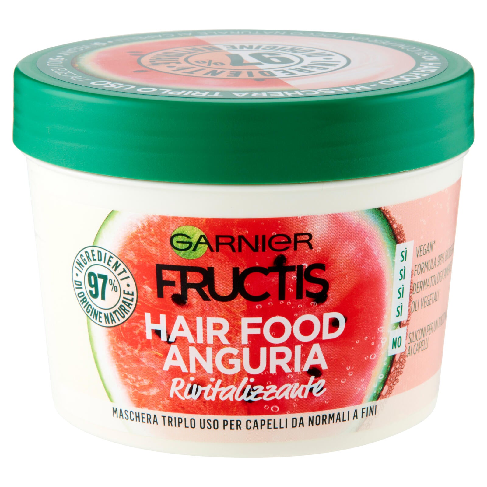 Garnier Maschera Fructis Hair Food, Ideale per Capelli Fini, Arricchito con Anguria