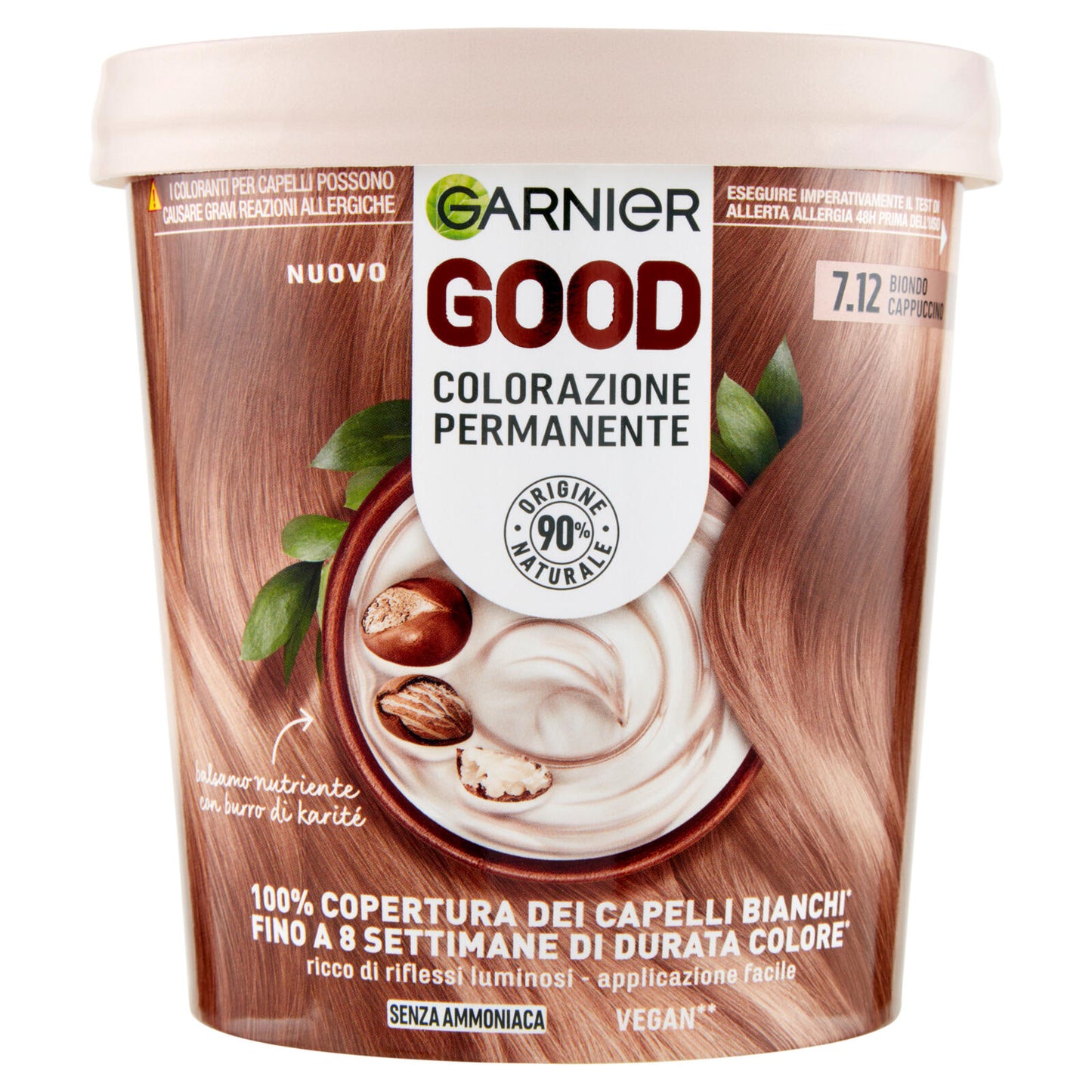 Garnier GOOD 7.12 Biondo Cappuccino, colorazione permanente senza ammoniaca, 90% di origine naturale