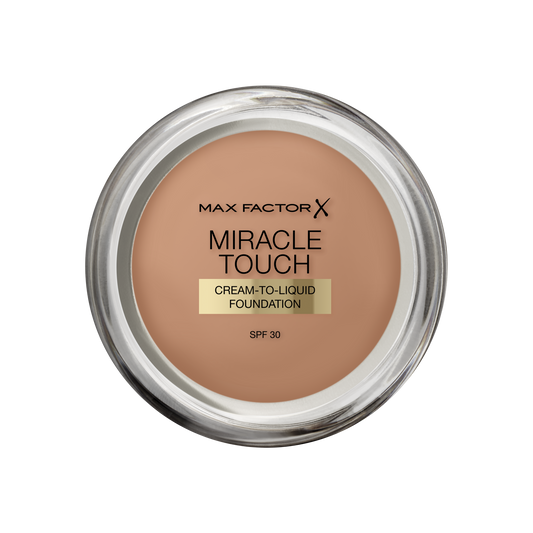 Max Factor Miracle Touch, Fondotinta Coprente con Acido Ialuronico, 085 Caramel, 12 ml