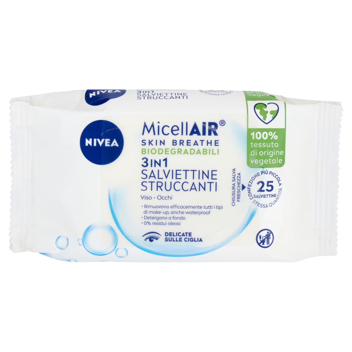 Nivea MicellAir Skin Breathe 3in1 Salviettine Struccanti 25 pz