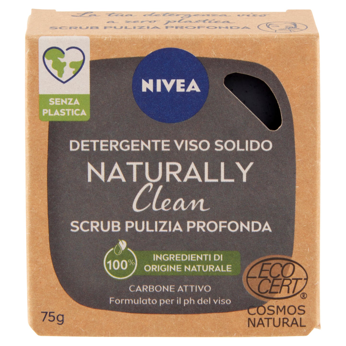 Nivea Naturally Clean Detergente Viso Solido Scrub Pulizia Profonda 75 g