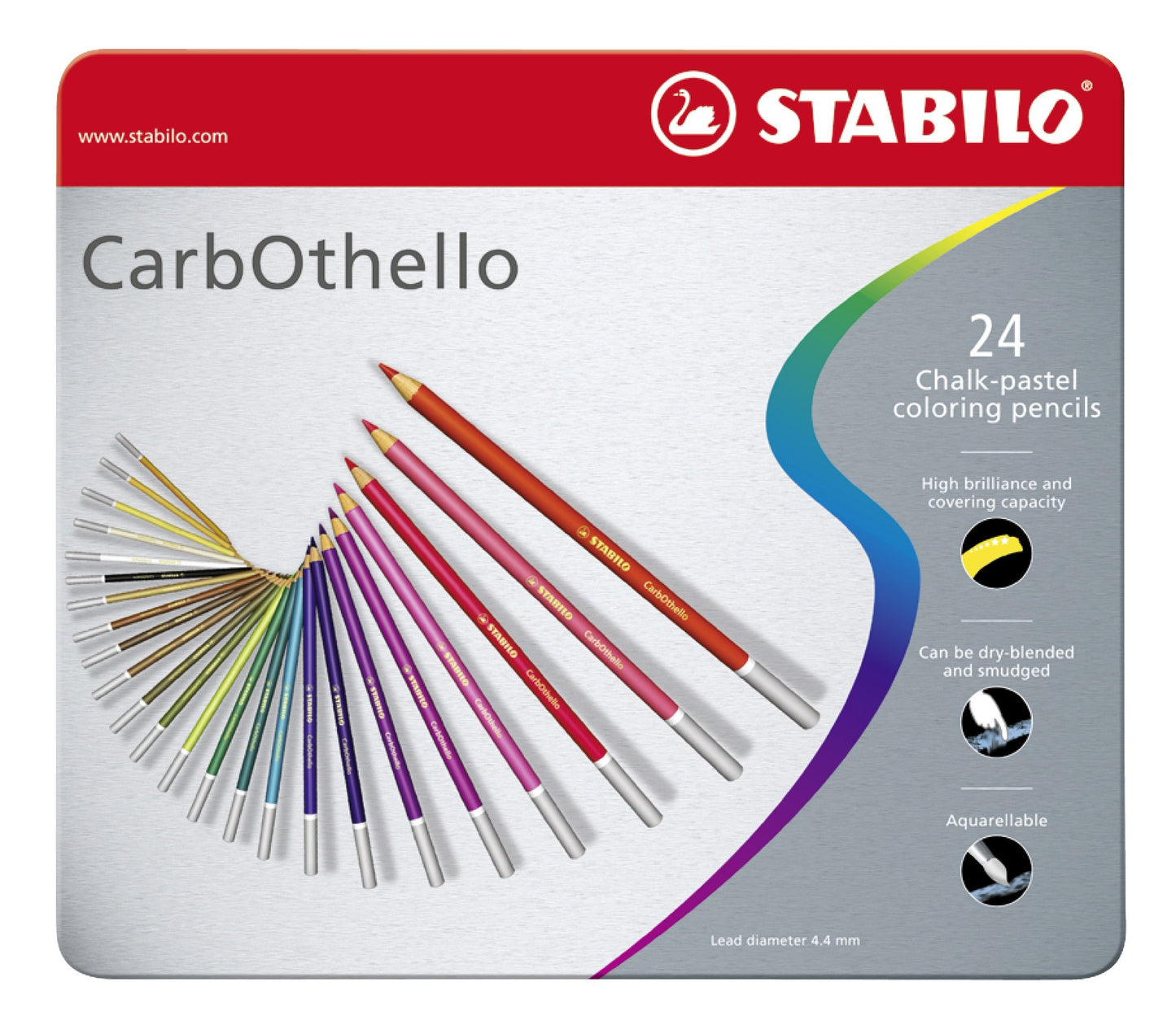 Matita colorata Premium - STABILO CarbOthello - Scatola in Metallo da 24 - Colori assortiti (25544796)