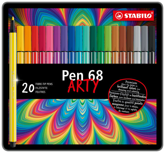 Pennarello Premium - STABILO Pen 68 - Scatola in Metallo da 20 - Colori assortiti (25574364)