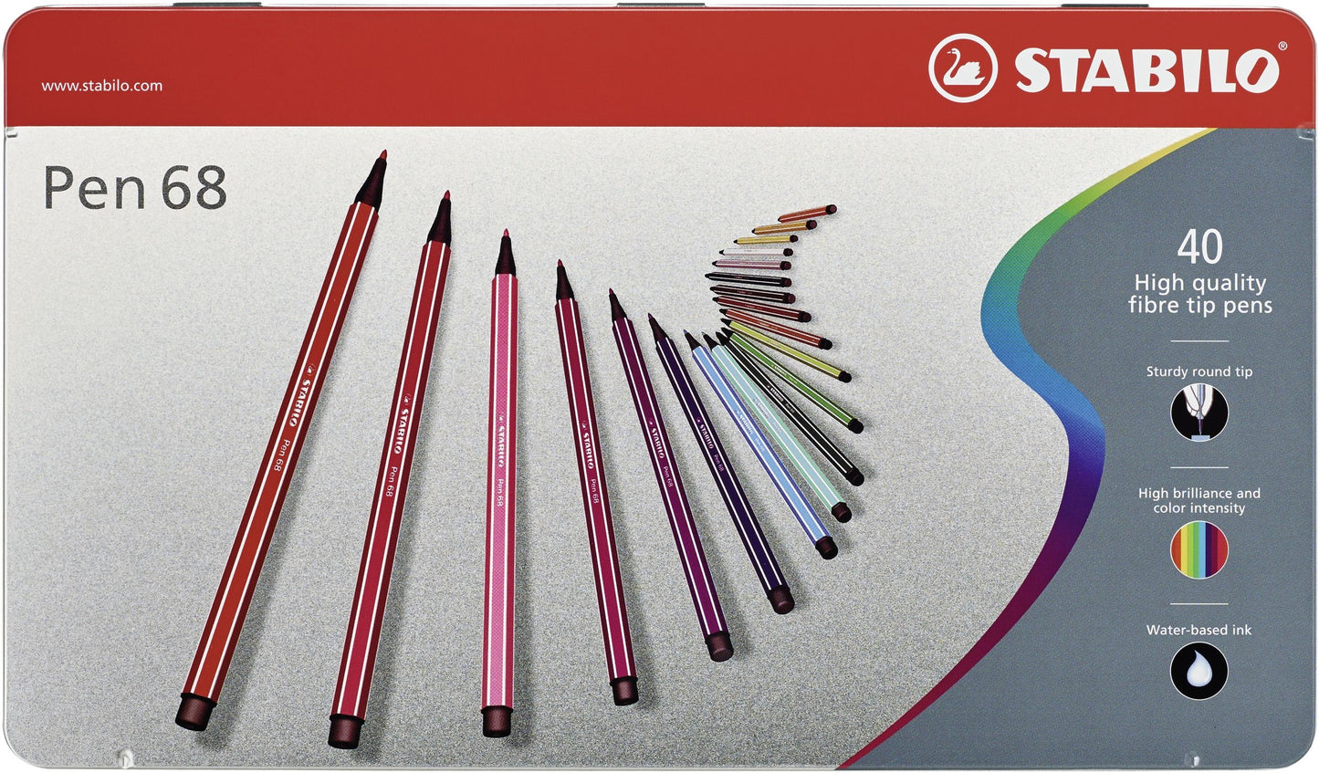 Pennarello Premium - STABILO Pen 68 - Scatola in Metallo da 40 - Colori assortiti (25574405)