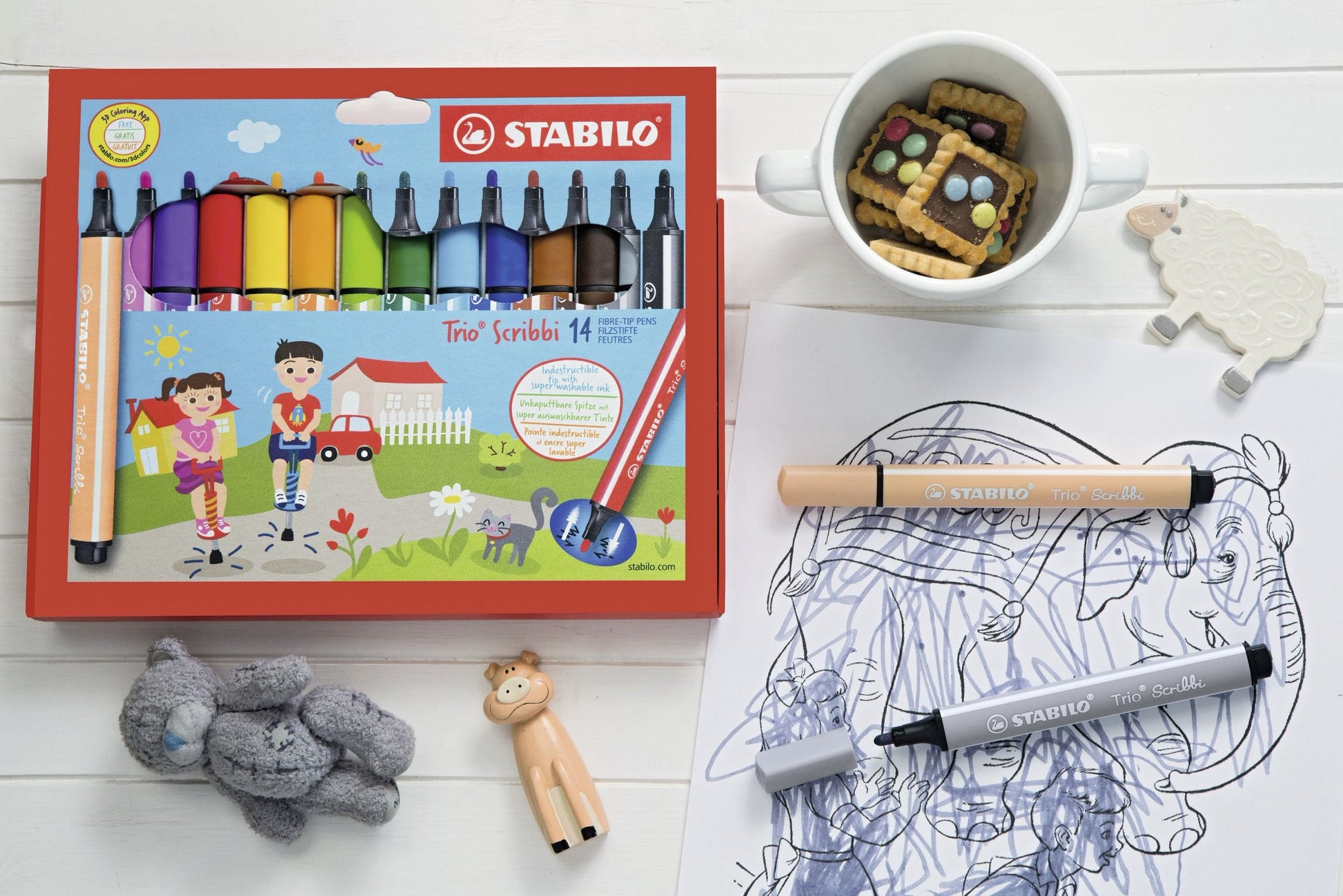 Pennarello triangolare con punta ammortizzata - STABILO Trio Scribbi - Astuccio da 8 - Colori assortiti (25577583)