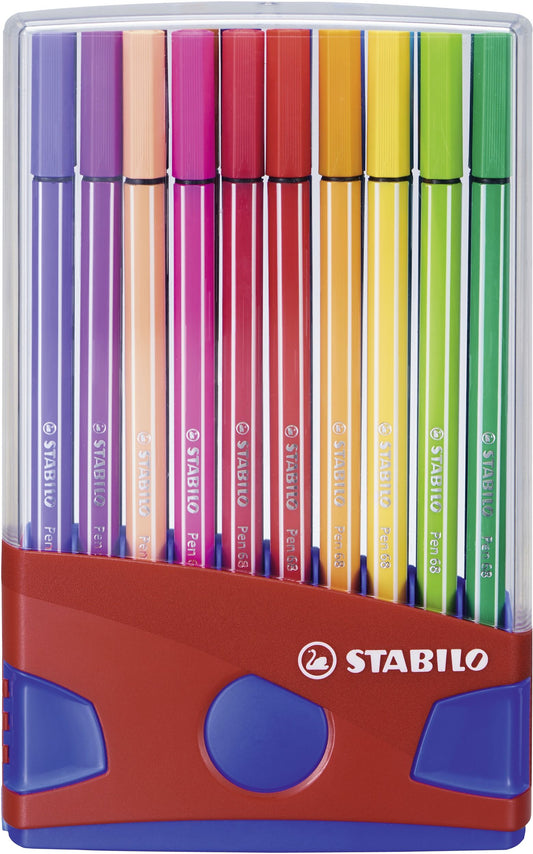 Pennarello Premium - STABILO Pen 68 Colorparade in Rosso - Astuccio da 20 - Colori assortiti (25574898)