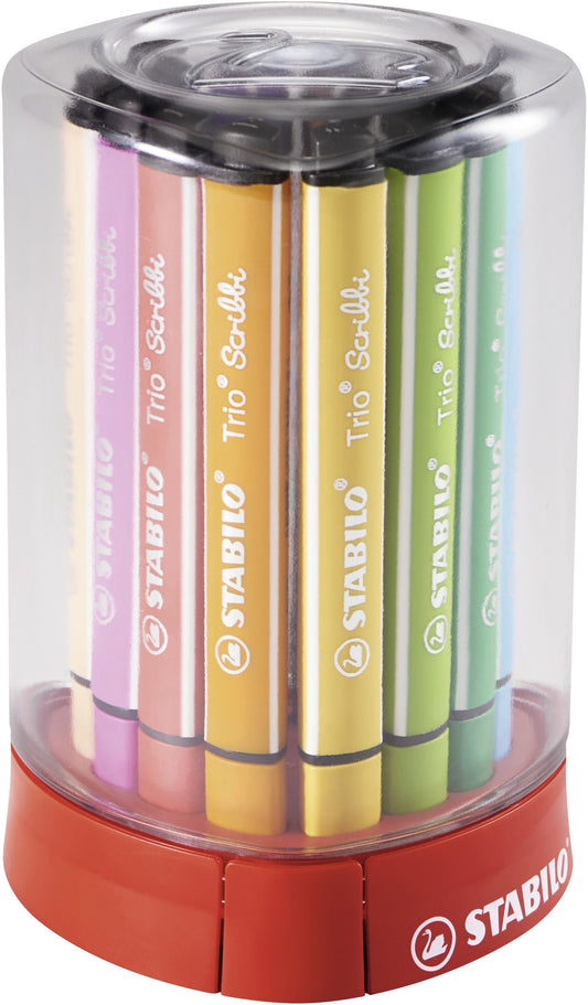 Pennarello triangolare con punta ammortizzata - STABILO Trio Scribbi - Set da Scrivania - 12 Colori assortiti (25578011)