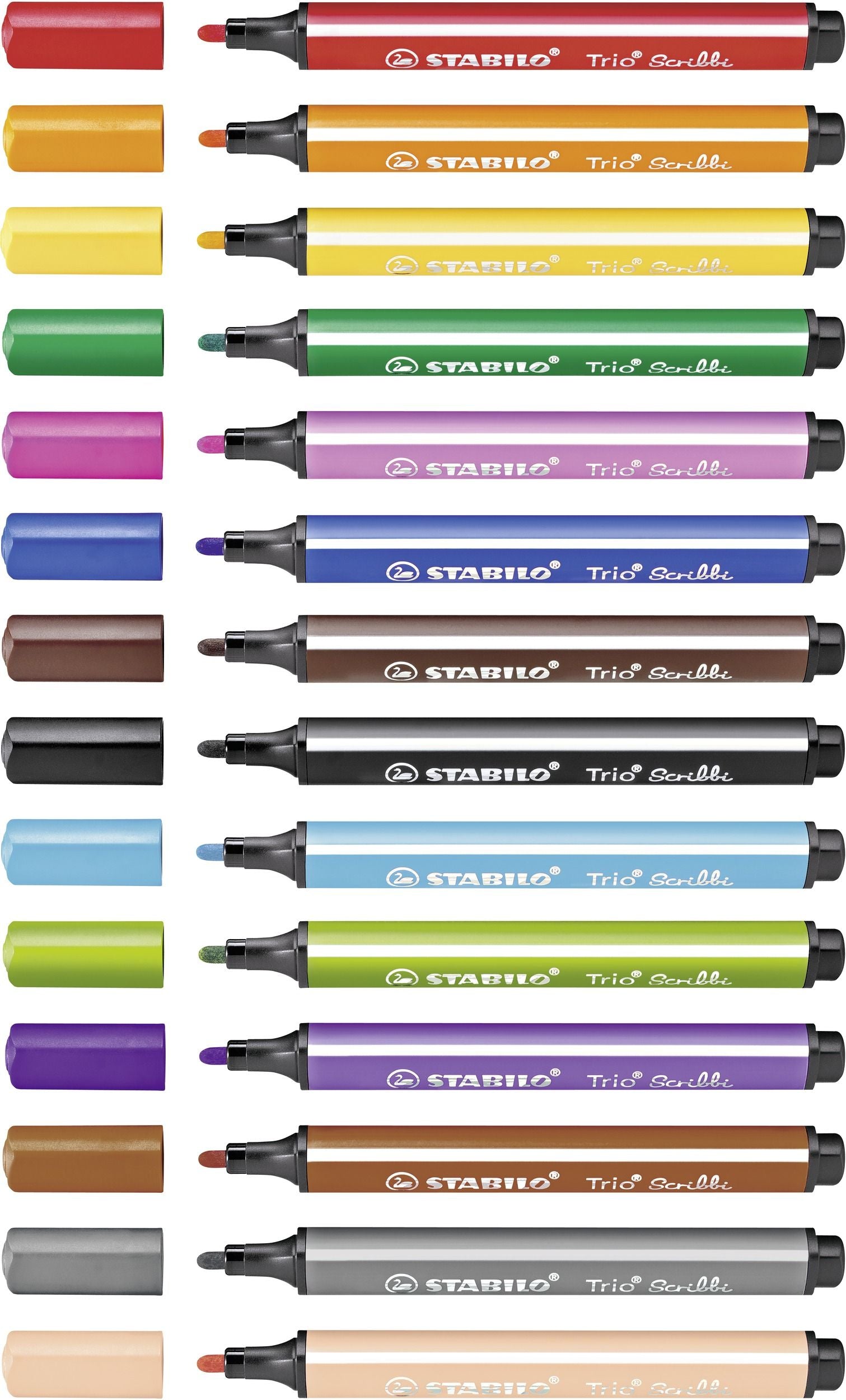 Pennarello triangolare con punta ammortizzata - STABILO Trio Scribbi - Astuccio da 14 - Colori assortiti (25577523)