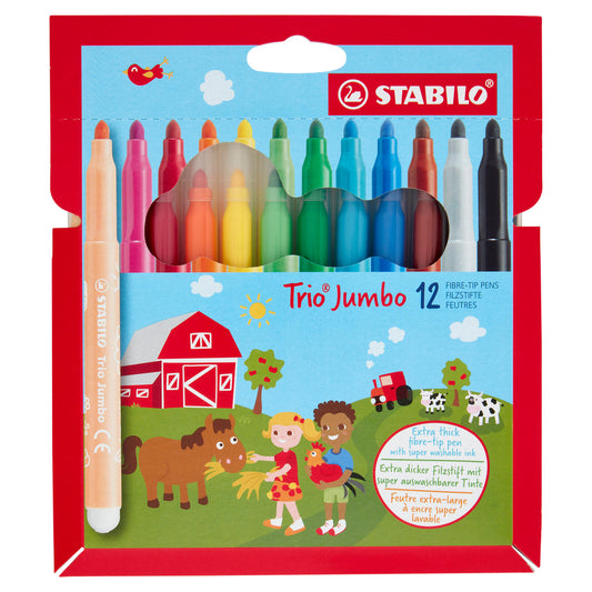 STABILO Trio Jumbo pennarellone con impugnatura triangolare - astuccio da 12 pz. (25608386)