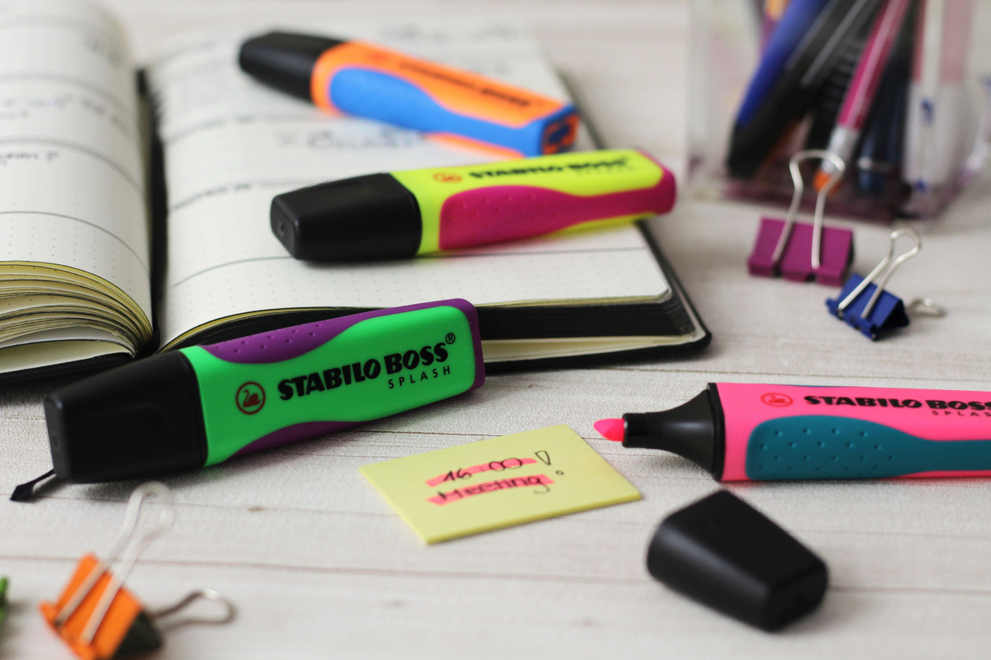 Evidenziatore - STABILO BOSS SPLASH - Astuccio da 4 - Arancione, Verde, Giallo, Rosa (25526860)