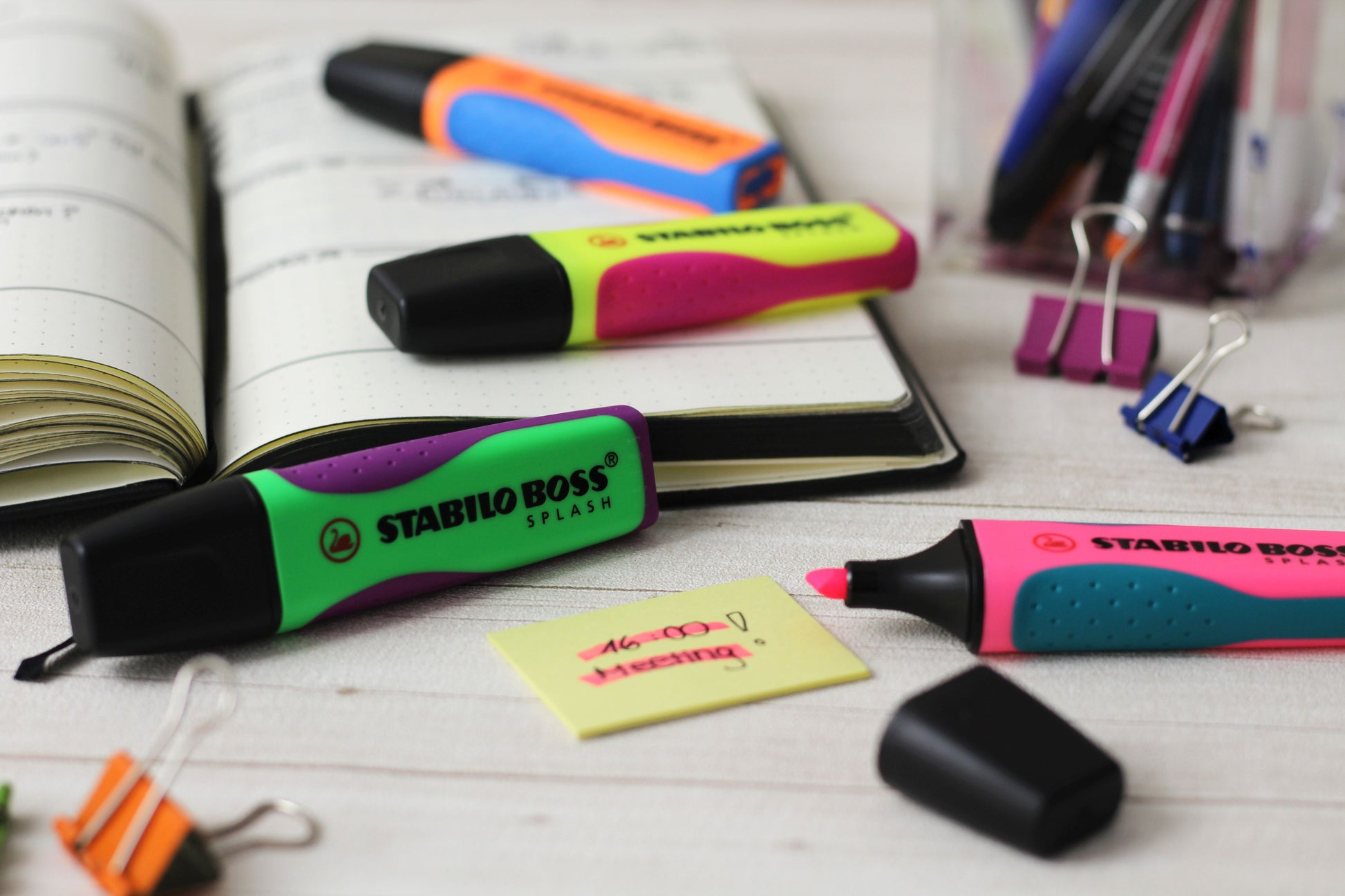 Evidenziatore - STABILO BOSS SPLASH - Astuccio da 4 - Arancione, Verde, Giallo, Rosa (25526860)