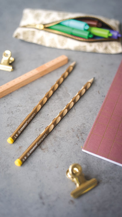 Matita Ergonomica triangolare - STABILO EASYgraph S Metallic per Mancini in Oro - Confezione da 6 - Gradazione HB
 (25545083)