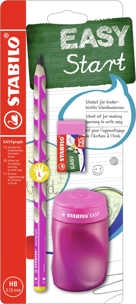 School Set - STABILO EASYgraph in Rosa per Mancini - con Gomma + Temperino (25591584)