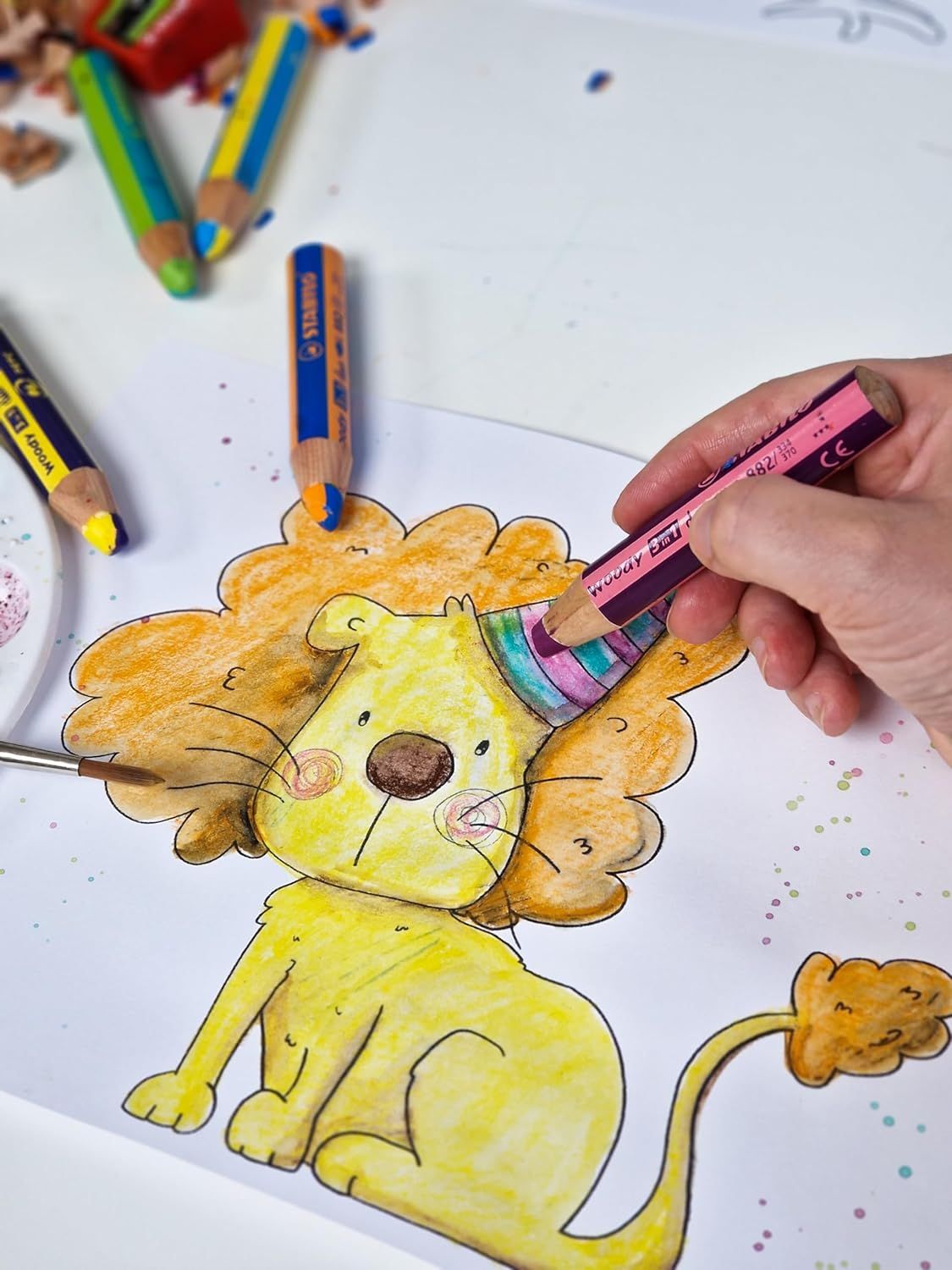 Matita colorata Multi-Funzione - STABILO woody 3 in 1 duo - Mina a 2 Colori - Astuccio da 6 - con Temperino - 6 Matitoni e 12 colori (25544782)