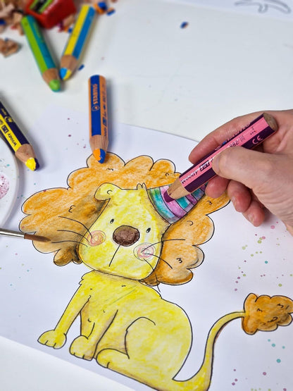 Matita colorata Multi-Funzione - STABILO woody 3 in 1 duo - Mina a 2 Colori - Astuccio da 6 - con Temperino - 6 Matitoni e 12 colori (25544782)