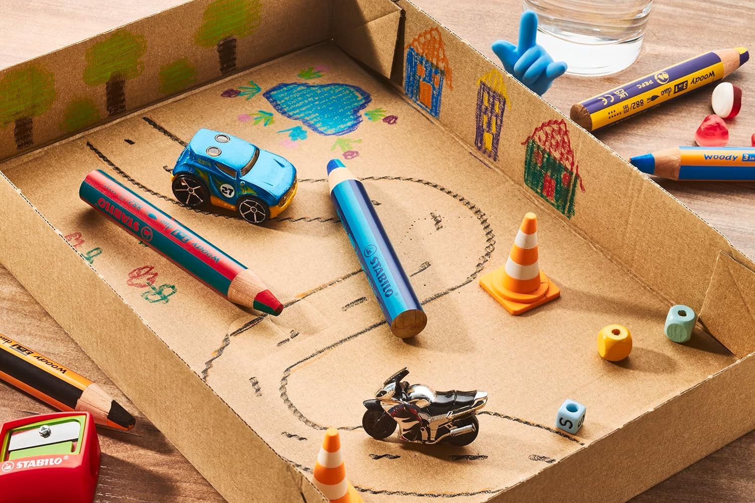 Matita colorata Multi-Funzione - STABILO woody 3 in 1 duo - Mina a 2 Colori - Astuccio da 6 - con Temperino - 6 Matitoni e 12 colori (25544783)