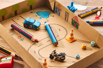 Matita colorata Multi-Funzione - STABILO woody 3 in 1 duo - Mina a 2 Colori - Astuccio da 6 - con Temperino - 6 Matitoni e 12 colori (25544783)