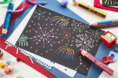 Matita colorata Multi-Funzione - STABILO woody 3 in 1 duo - Mina a 2 Colori - Astuccio da 6 - con Temperino - 6 Matitoni e 12 colori (25544785)