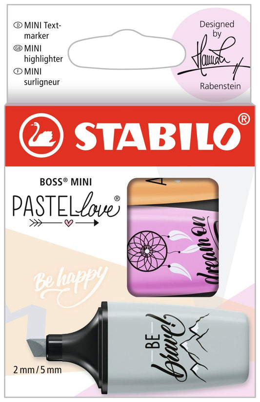 Evidenziatore - STABILO BOSS MINI Pastellove 2.0 - Astuccio da 3 - Grigio Polvere/Fucsia Freddo/Arancione Papaya (25526536)