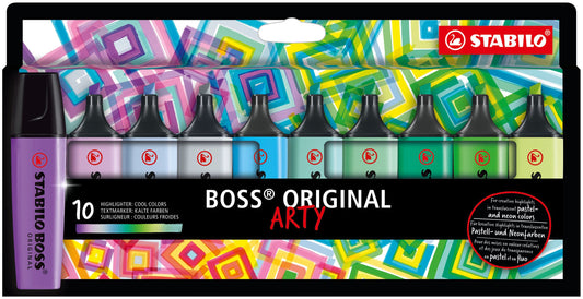 Evidenziatore - STABILO BOSS ORIGINAL - ARTY - Cool Colors - Astuccio da 10 - Colori assortiti (25526591)