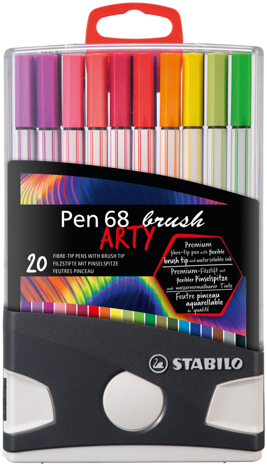Pennarello Premium con punta a pennello - STABILO Pen 68 brush Colorparade - ARTY - Astuccio da 20 - Colori assortiti (25576955)