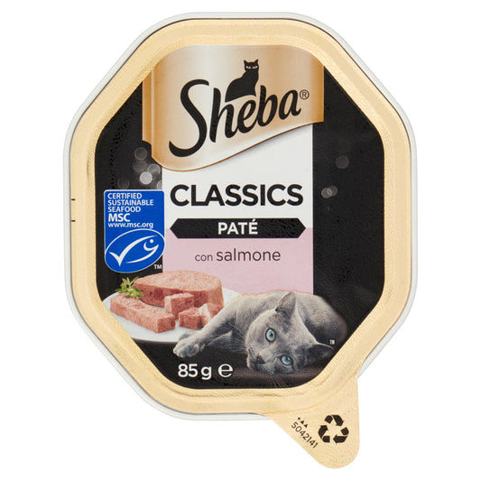 Sheba Paté Classics Cibo Umido Gatto in Vaschetta con Salmone 85 g