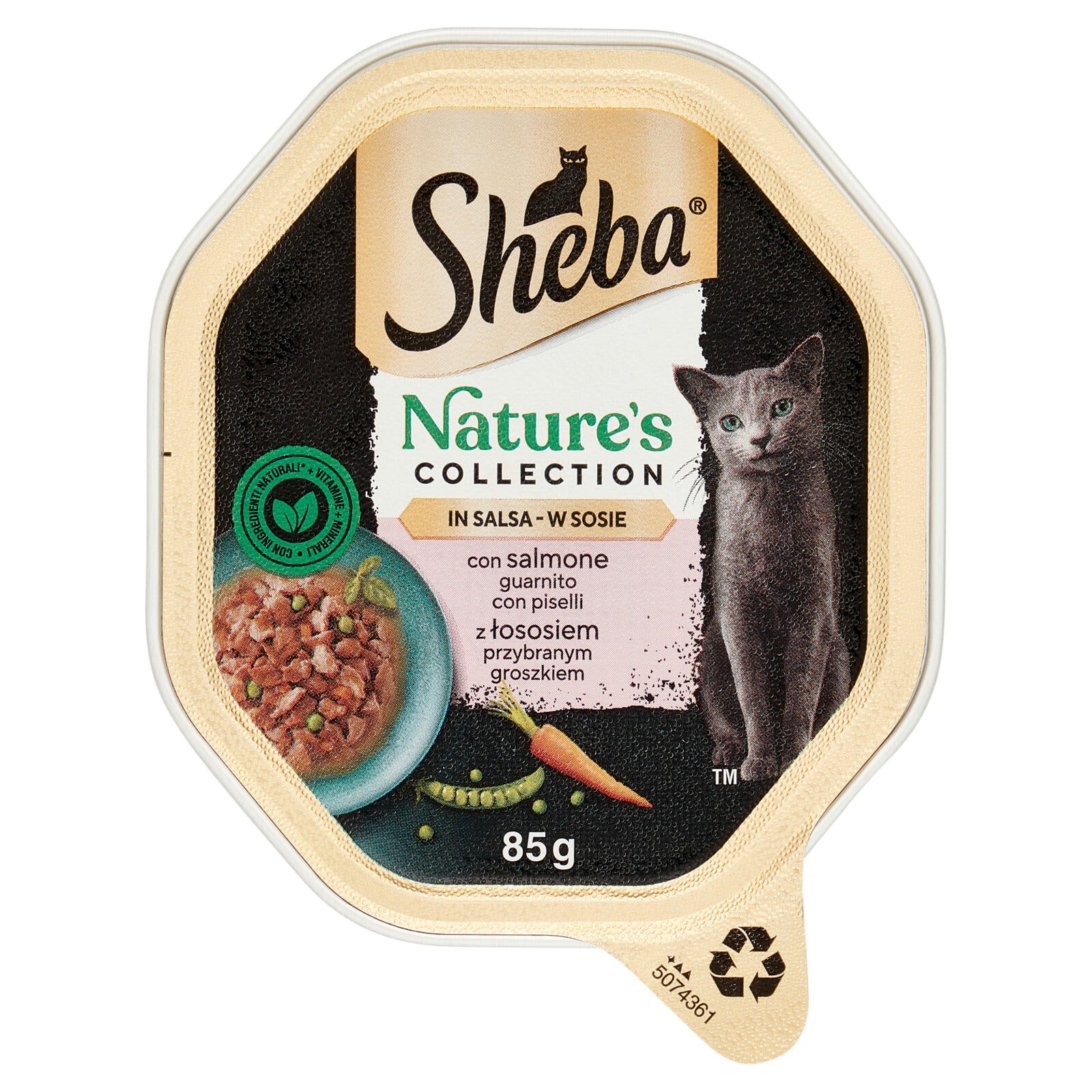 Sheba Nature's Collection in salsa cibo umido gatto con Salmone guarnito con Piselli 85g