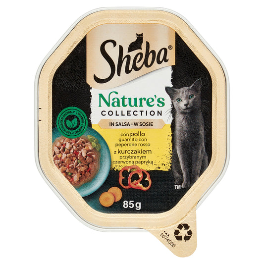 Sheba Nature's Collection in salsa cibo umido gatto con Pollo guarnito con Peperone rosso 85g