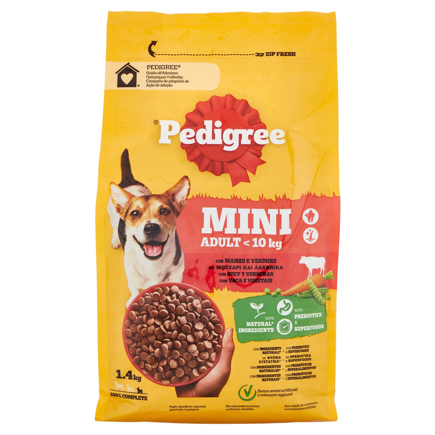 Pedigree Cibo Secco Cane Adulto Piccolo Manzo Verdure 1.4Kg (25569535)