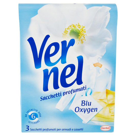 Vernel Blu oxygen 3 sacchetti profumati per armadi e cassetti