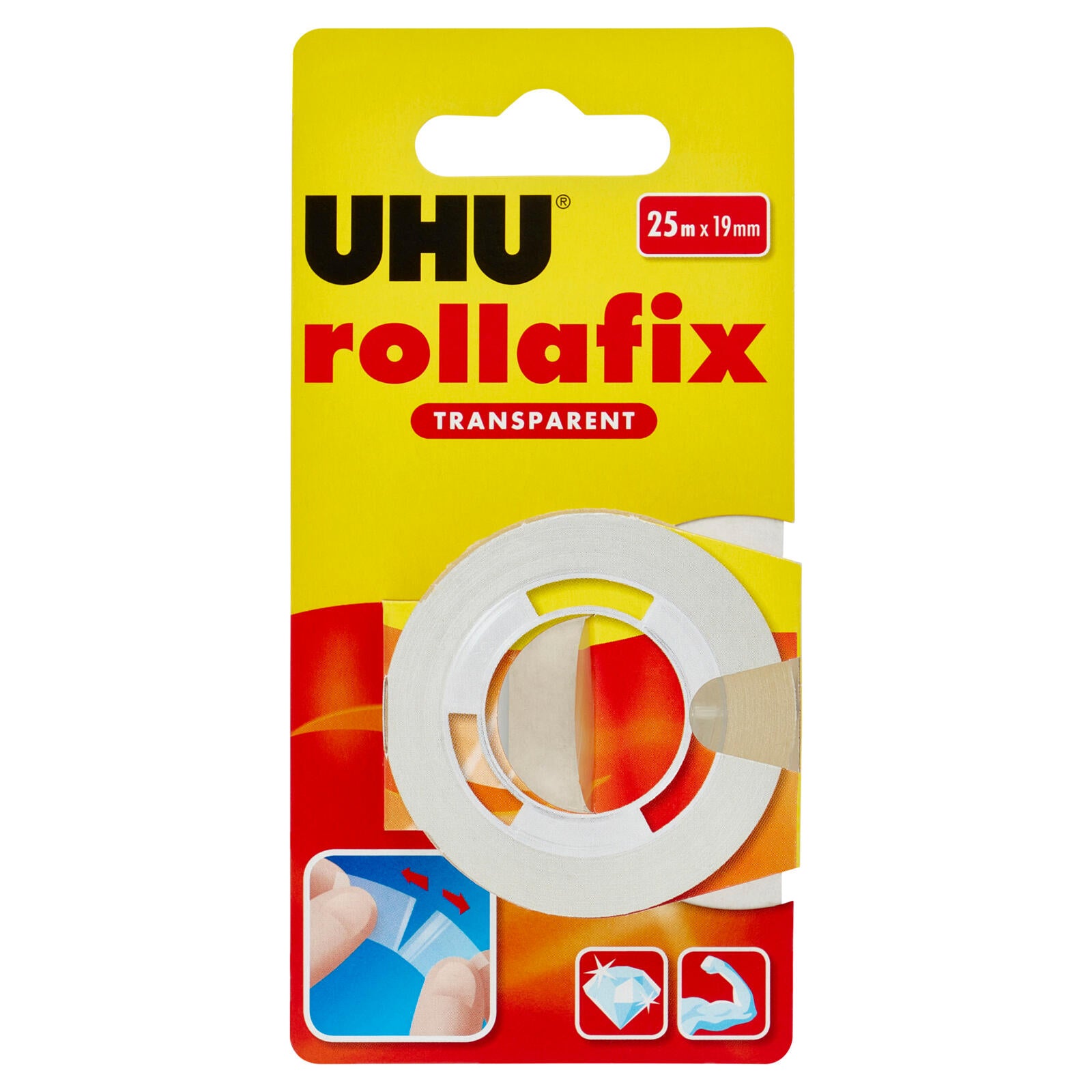 UHU Rollafix Plakband – 25 M X 19 Mm – Zelfklevend, Onzichtbaar – Met Navulverpakking En Afroller