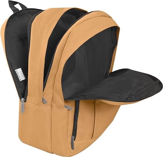 Comix - Zaino Scuola Media, Elementare e Superiore per Bambine e Ragazze, Schienale Imbottito e Rinforzato, Spallacci Regolabili, 3 Scomparti Principali, Tasca Frontale, 32x43Hx23 cm, Senape (25523386)