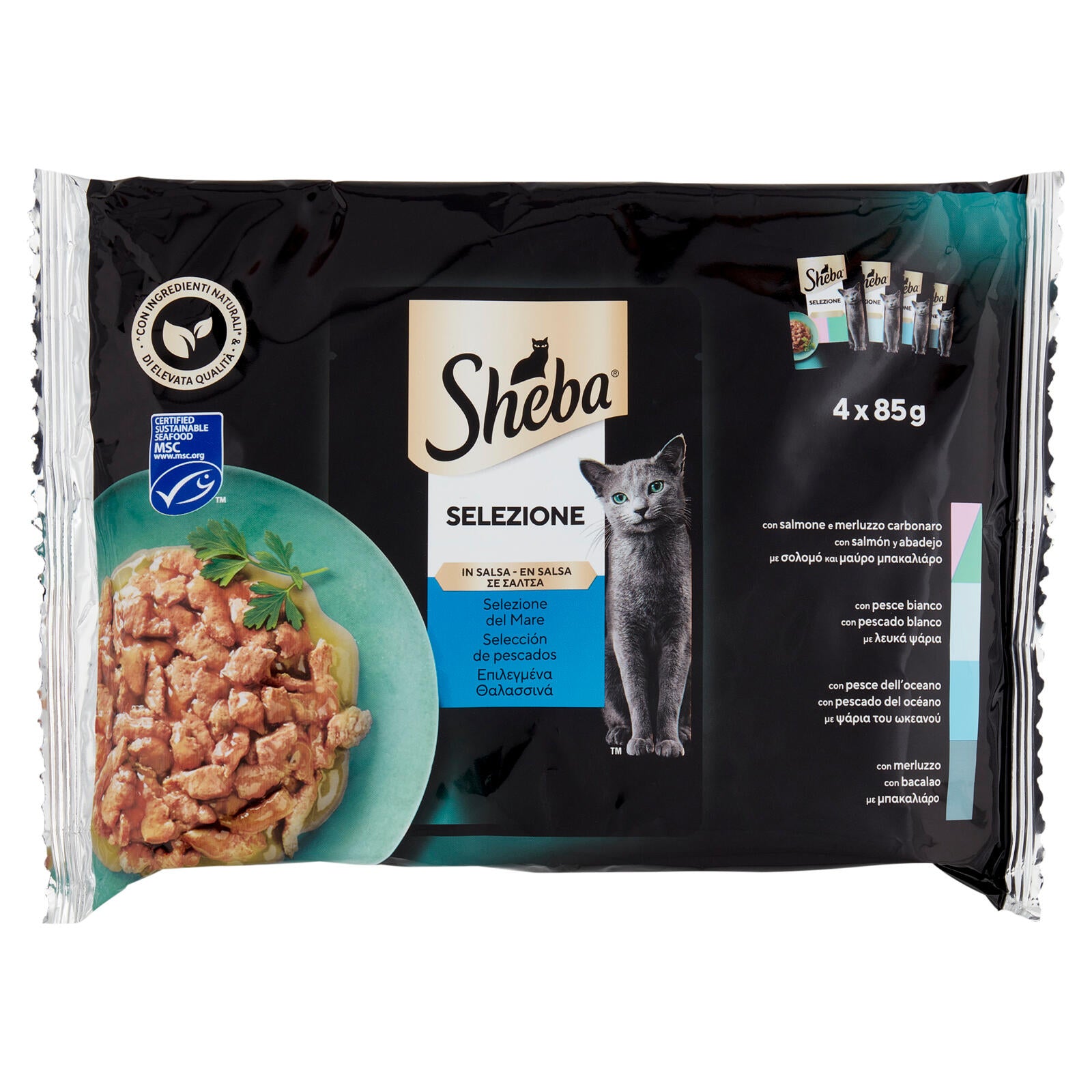 Sheba Selezione Cibo Umido Gatto in Salsa Selezione del Mare 4 x 85g (25603449)