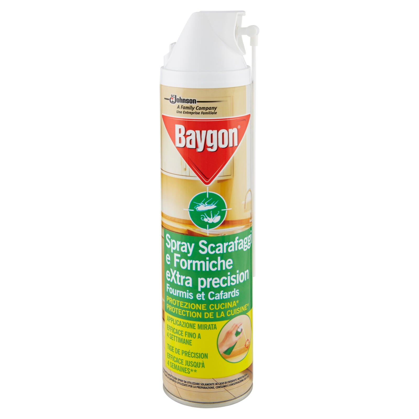 Baygon Spray Extra Precision, Insetticida contro Scarafaggi e Formiche, 1 Confezione da 400 ml