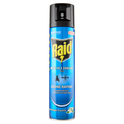 Raid Mosche e Zanzare Spray Insetticida, Antizanzare e Antimosche, Azione Rapida, 400 ml (25583610)