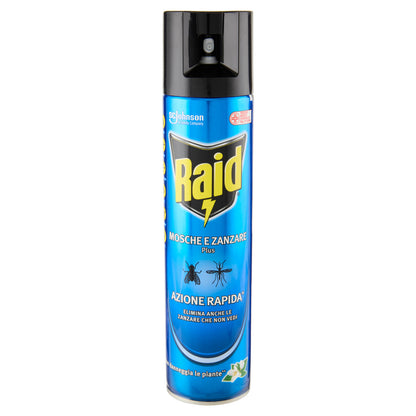 Raid Mosche e Zanzare Spray Insetticida, Antizanzare e Antimosche, Azione Rapida, 400 ml (25583611)