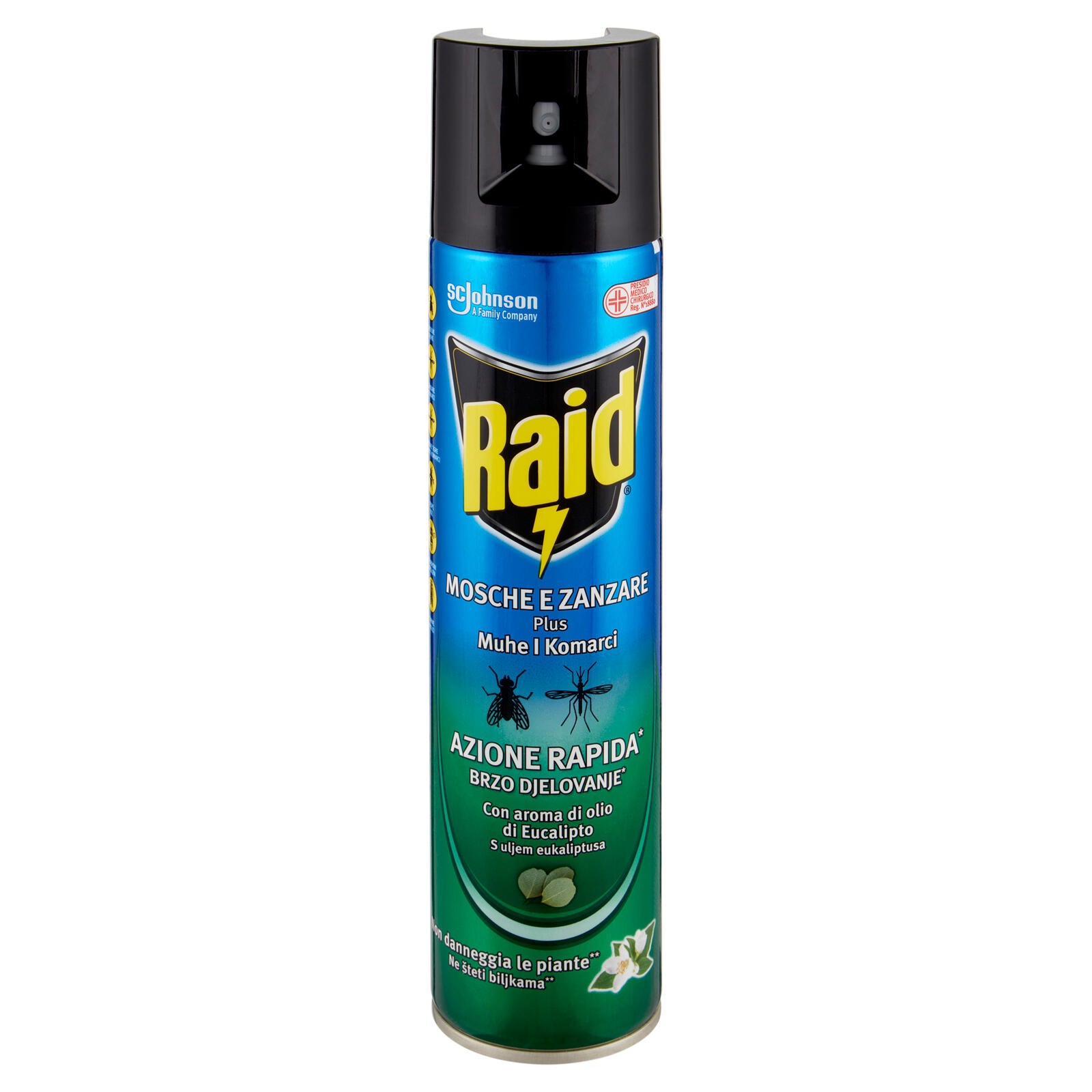 Raid Mosche e Zanzare Spray Eucalipto Insetticida, Antizanzare e Antimosche, Azione rapida, 400 ml (25583609)