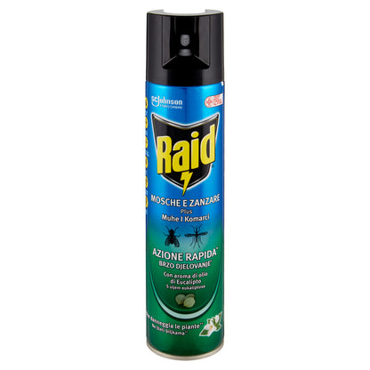 Raid Mosche e Zanzare Spray Eucalipto Insetticida, Antizanzare e Antimosche, Azione rapida, 400 ml (25583609)