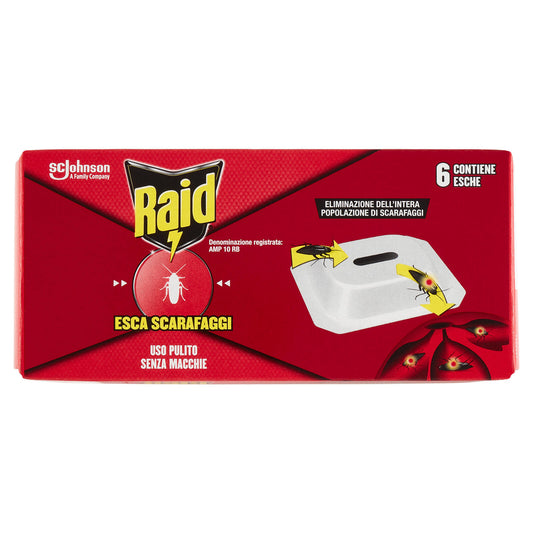 Raid Esca Scarafaggi Insetticida, Inodore, Pronta all'Uso in Spazi Interni ed Esterni, 6 pezzi (25583500)