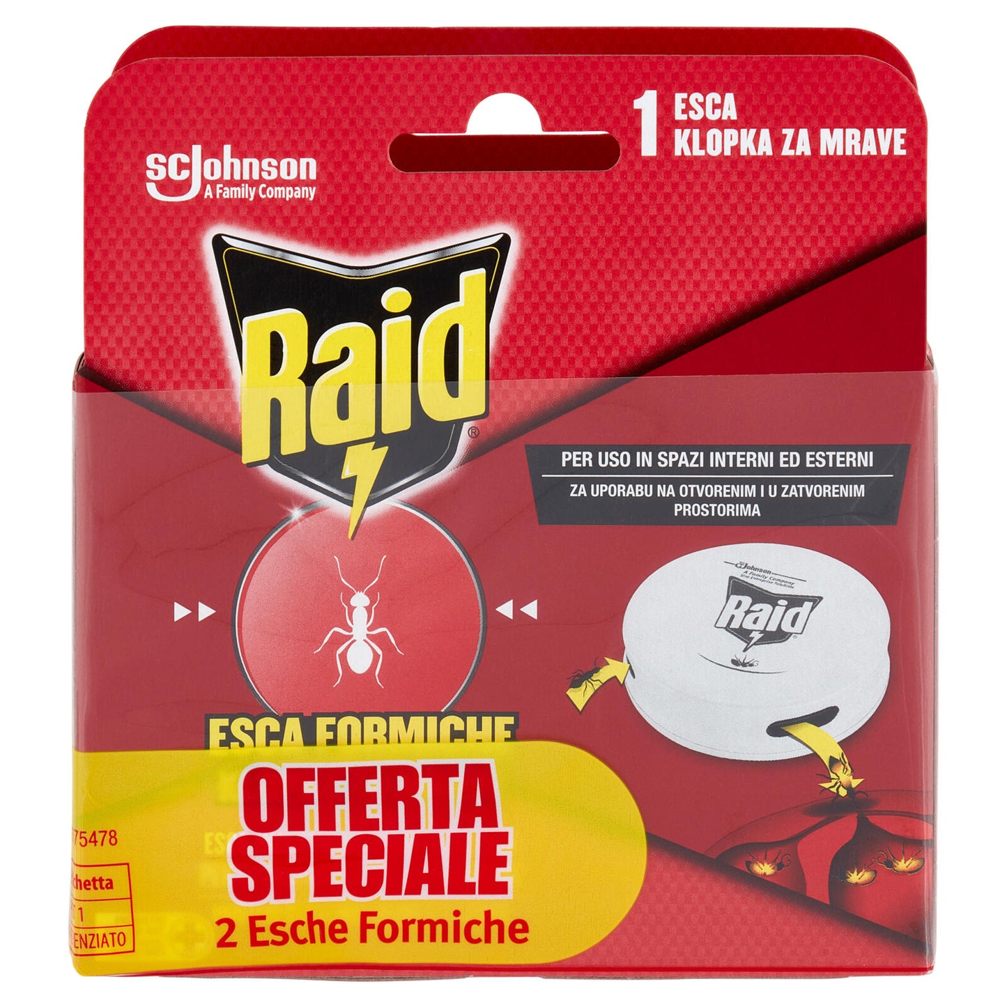 Raid Esca Formiche Insetticida Bipacco, Pronta all'Uso in Spazi Interni ed Esterni, 1 pezzo (25583451)