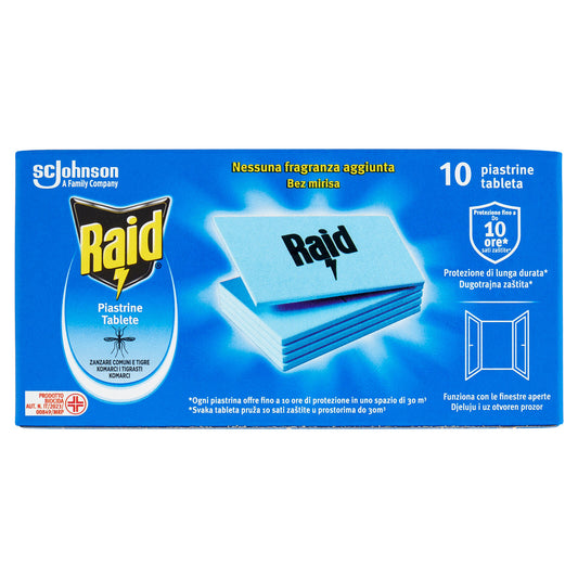 Raid Piastrine Antizanzare Comuni e Tigre, Azione prolungata, Ricarica 10 pezzi (25583630)