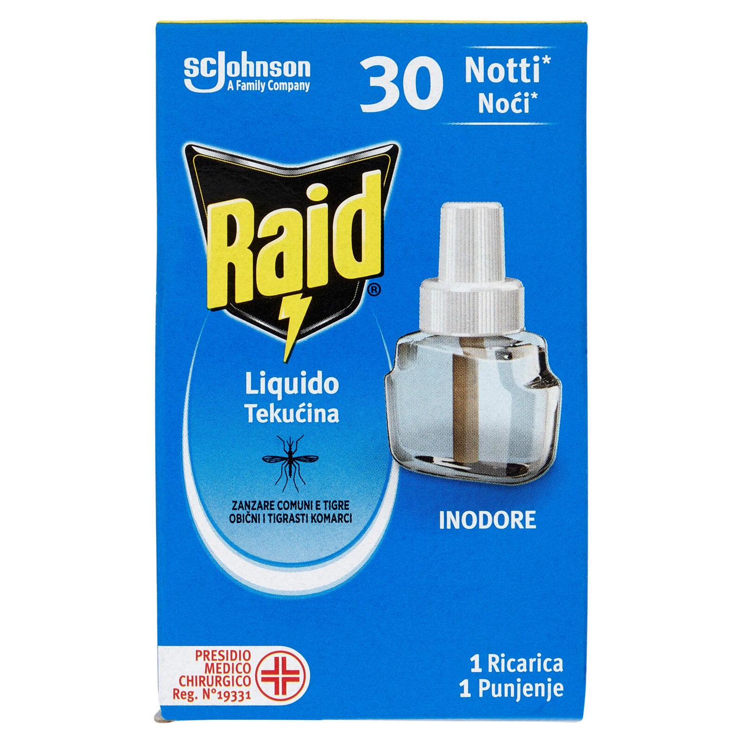 Raid Liquido Elettrico Antizanzare Comuni e Tigre, Ricarica, Inodore, 30 Notti, 21 ml (25583589)